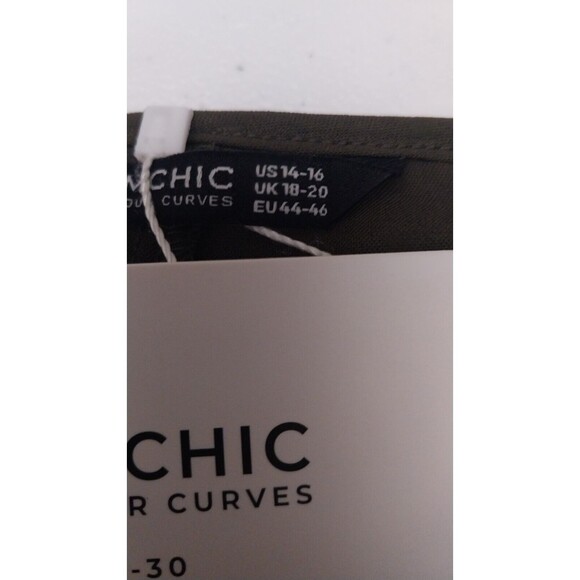 NWT Bloomchic 14-16 Solid Button Pocket Lantern Sleeve Tie Up Dress GREEN Dress - Picture 9 of 9